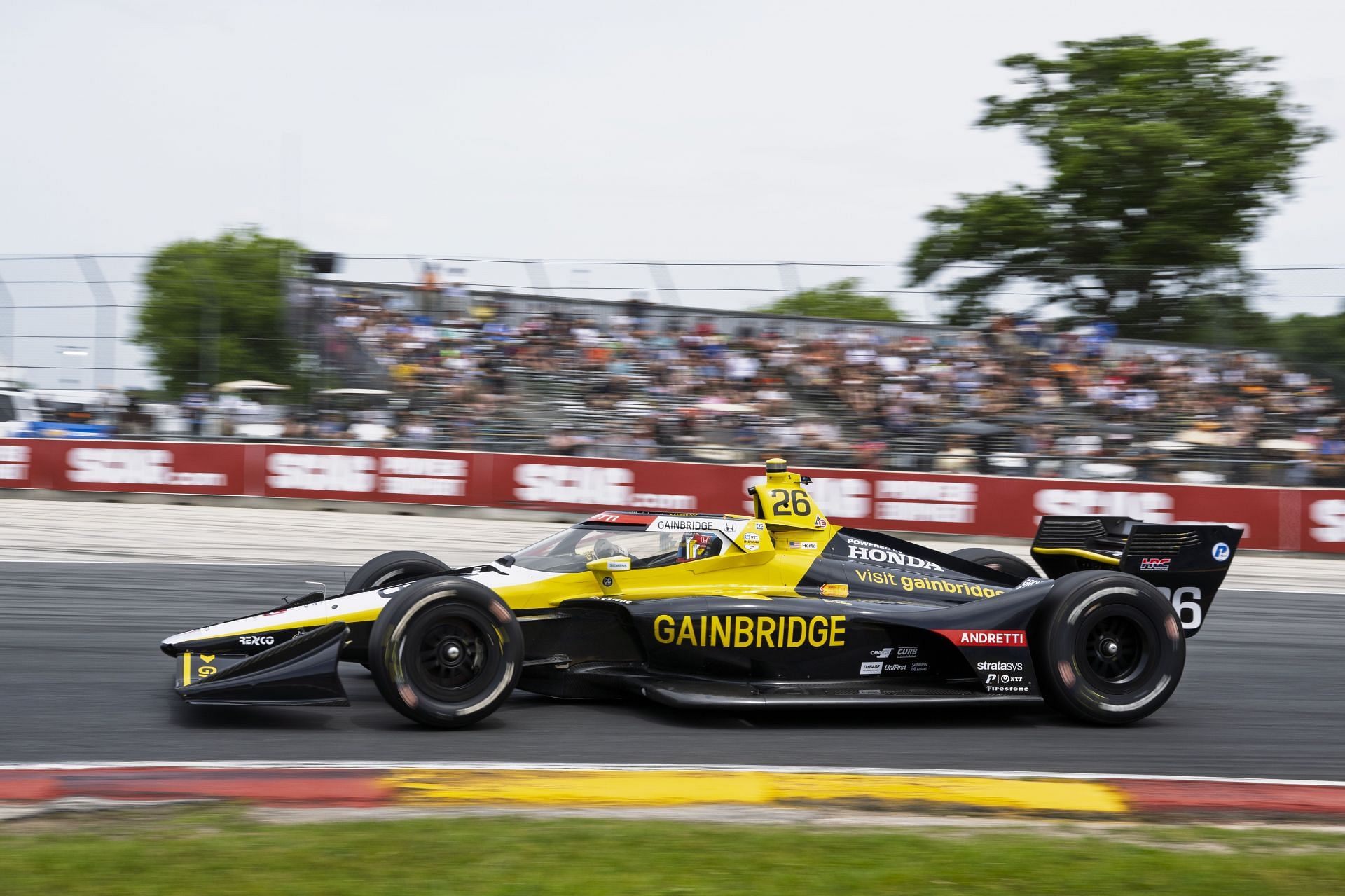 Colton Herta drives his No. 26 Honda during qualifying at the XPEL Grand Prix at Road America - Source: Getty